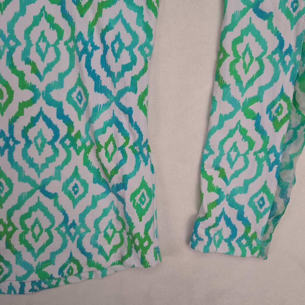 Ibkul Women's XS Long Sleeve Athletic Quarter-Zip Top Blue Green - Picture 8 of 10